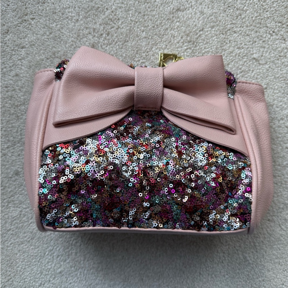 Betsey Johnson Pink Sequin Bow Wristlet
